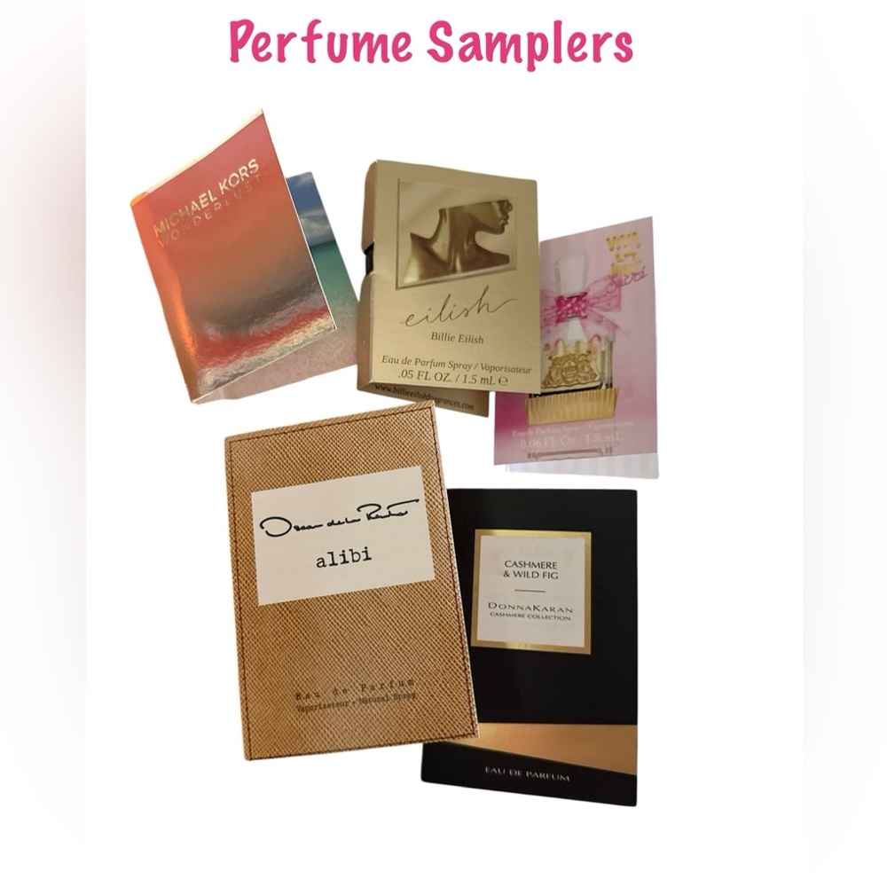 Perfume Samplers Oscar dela Renta, Billie Eilish, Viva La Juicy, Donna Karan, MK